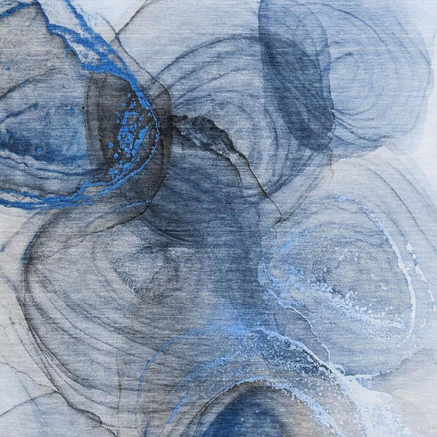 5' X 8' Navy Blue And Ivory Abstract Washable Area Rug With UV Protection