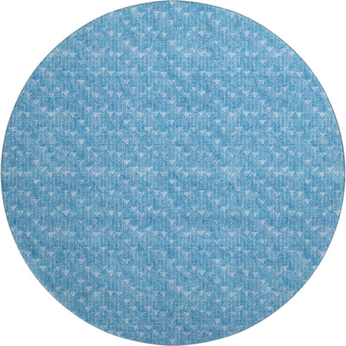 9' X 12' Blue And Ivory Geometric Washable Area Rug With UV Protection