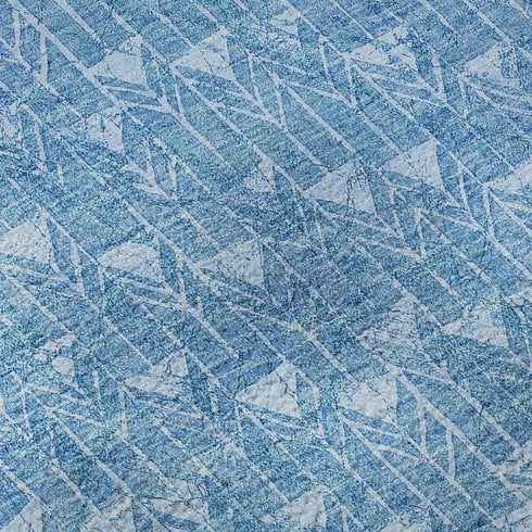9' X 12' Blue And Ivory Geometric Washable Area Rug With UV Protection