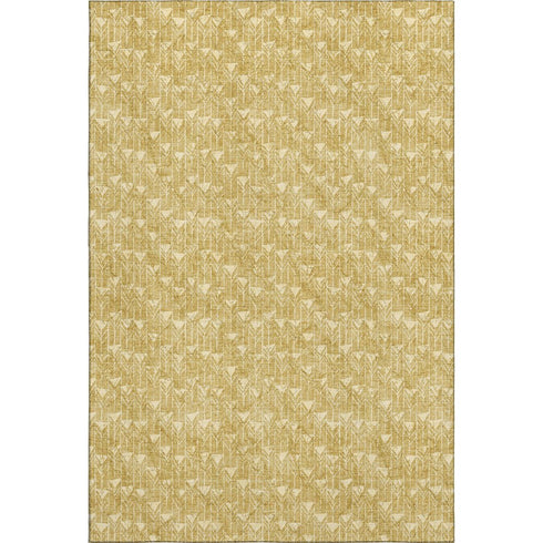 9' X 12' Gold And Ivory Geometric Washable Area Rug With UV Protection