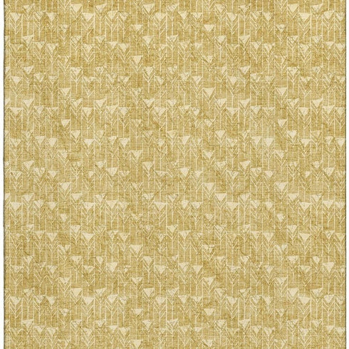 9' X 12' Gold And Ivory Geometric Washable Area Rug With UV Protection