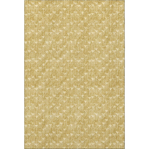 9' X 12' Gold And Ivory Geometric Washable Area Rug With UV Protection