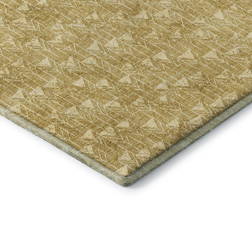 9' X 12' Gold And Ivory Geometric Washable Area Rug With UV Protection