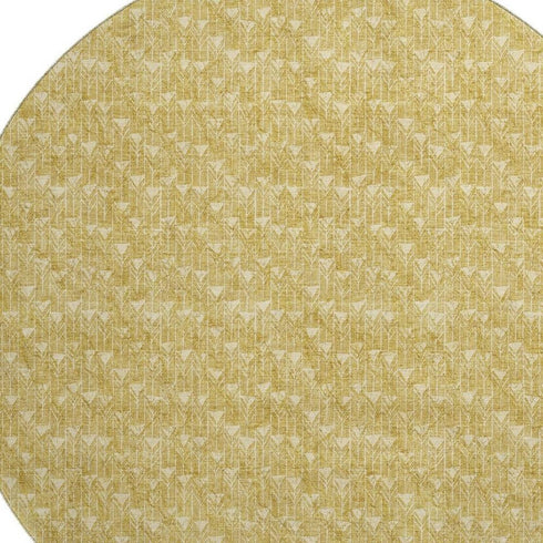 9' X 12' Gold And Ivory Geometric Washable Area Rug With UV Protection