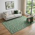 9' X 12' Green And Ivory Geometric Washable Area Rug With UV Protection