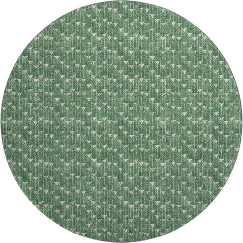 9' X 12' Green And Ivory Geometric Washable Area Rug With UV Protection