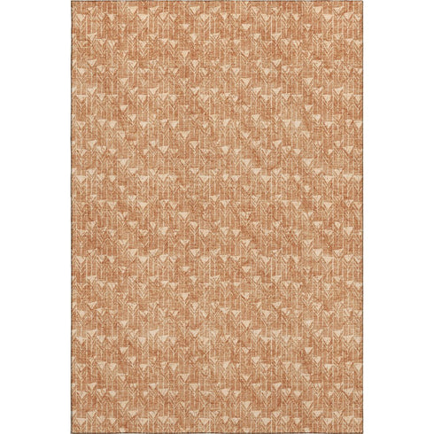 9' X 12' Salmon And Ivory Geometric Washable Area Rug With UV Protection