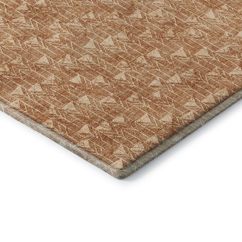 9' X 12' Salmon And Ivory Geometric Washable Area Rug With UV Protection