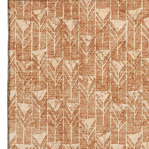 9' X 12' Salmon And Ivory Geometric Washable Area Rug With UV Protection