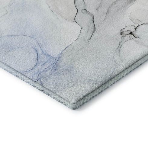 5' X 8' Blue And Ivory Abstract Washable Area Rug With UV Protection