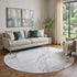 8' Gray And Ivory Abstract Washable Round Rug With UV Protection