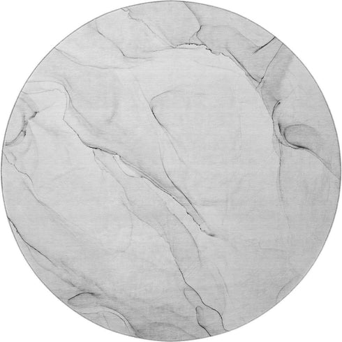 8' Gray And Ivory Abstract Washable Round Rug With UV Protection