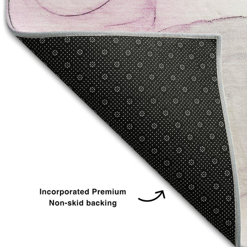 5' X 8' Pink And Ivory Abstract Washable Area Rug With UV Protection