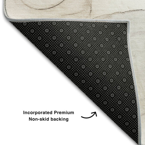 5' X 8' Ivory And Beige Abstract Washable Area Rug With UV Protection