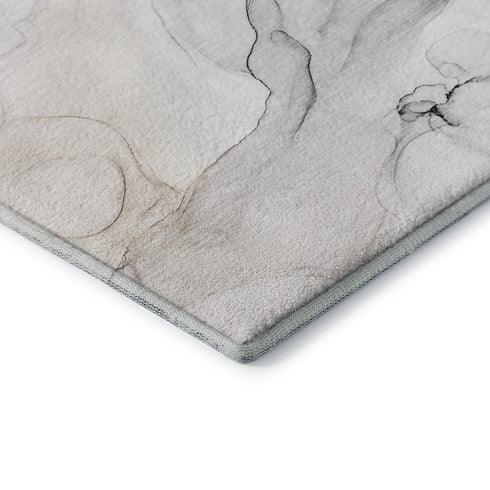5' X 8' Ivory And Beige Abstract Washable Area Rug With UV Protection