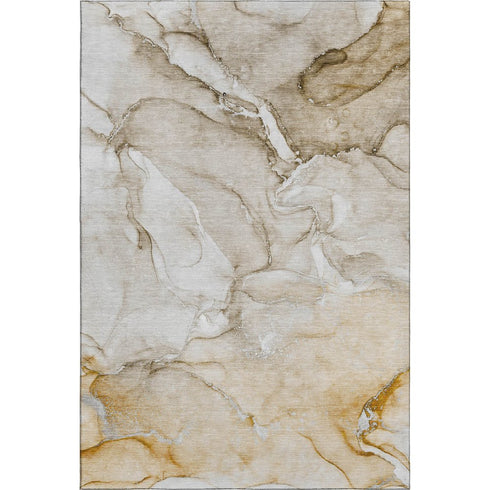8' X 10' Brown And Ivory Abstract Washable Area Rug With UV Protection