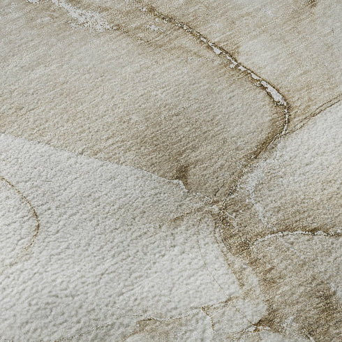 8' X 10' Brown And Ivory Abstract Washable Area Rug With UV Protection