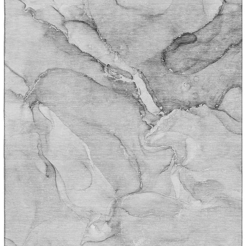 5' X 8' Gray And Ivory Abstract Washable Area Rug With UV Protection
