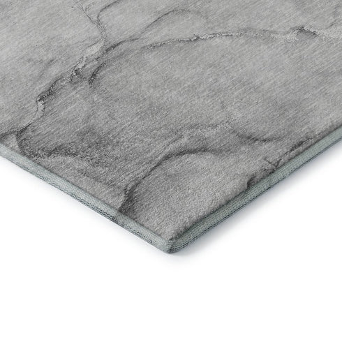 8' X 10' Gray And Ivory Abstract Washable Area Rug With UV Protection