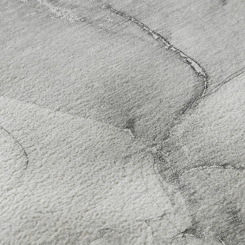 8' X 10' Gray And Ivory Abstract Washable Area Rug With UV Protection
