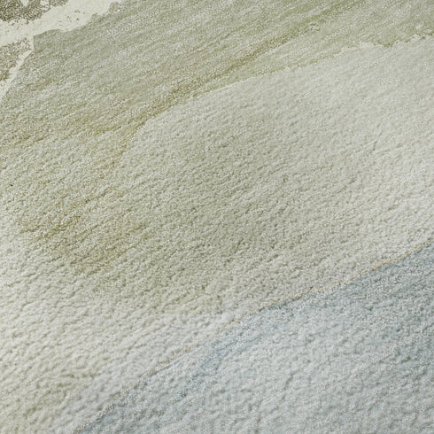 8' X 10' Blue Gray And Ivory Abstract Washable Area Rug With UV Protection