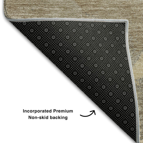 5' X 8' Brown Gray And Ivory Abstract Washable Area Rug With UV Protection