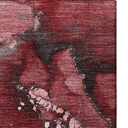 5' X 8' Merlot And Ivory Abstract Washable Area Rug With UV Protection