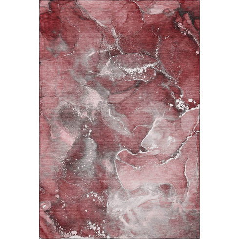 5' X 8' Merlot And Ivory Abstract Washable Area Rug With UV Protection
