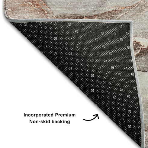 8' X 10' Gray And Ivory Abstract Washable Area Rug With UV Protection
