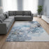 8' X 10' Blue Gray And Ivory Abstract Washable Area Rug With UV Protection