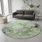 8' Green Gray And Ivory Abstract Washable Round Rug With UV Protection