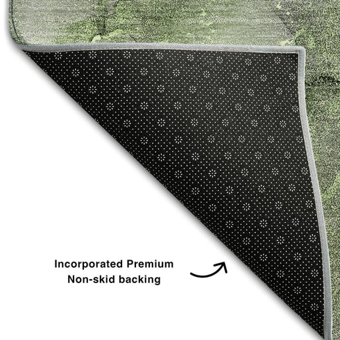 9' X 12' Green Gray And Ivory Abstract Washable Area Rug With UV Protection