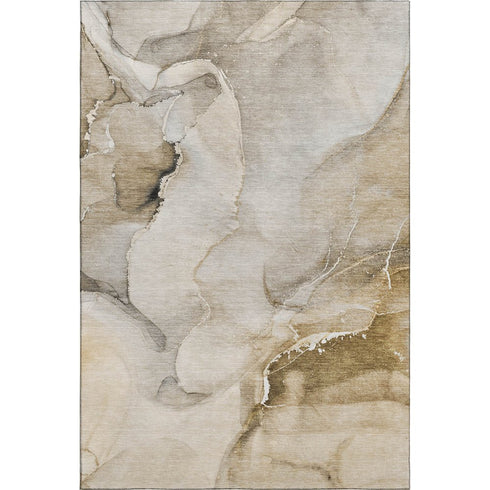 9' X 12' Beige And Ivory Abstract Washable Area Rug With UV Protection