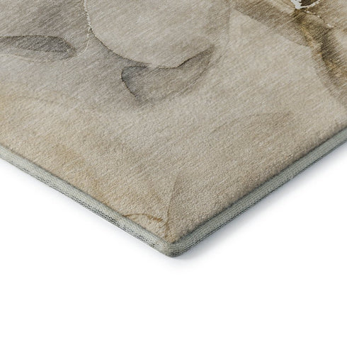 9' X 12' Beige And Ivory Abstract Washable Area Rug With UV Protection
