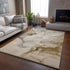9' X 12' Beige And Ivory Abstract Washable Area Rug With UV Protection
