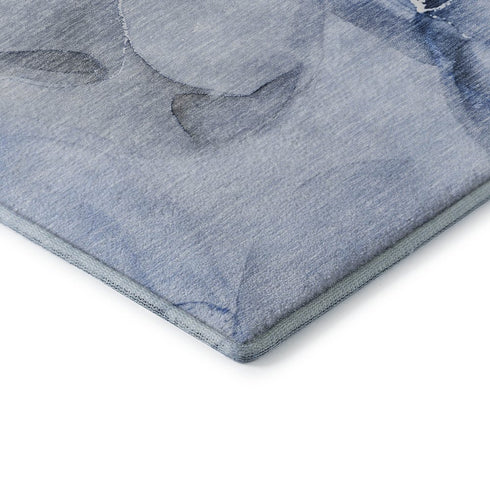 8' X 10' Blue And Ivory Abstract Washable Area Rug With UV Protection