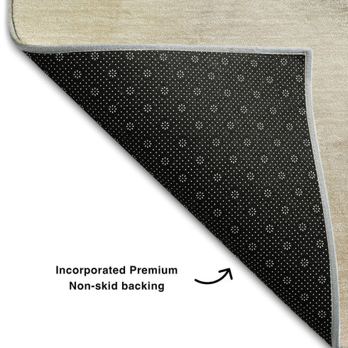 8' X 10' Teal Ivory And Brown Abstract Washable Area Rug With UV Protection