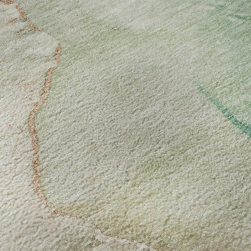8' X 10' Teal Ivory And Brown Abstract Washable Area Rug With UV Protection