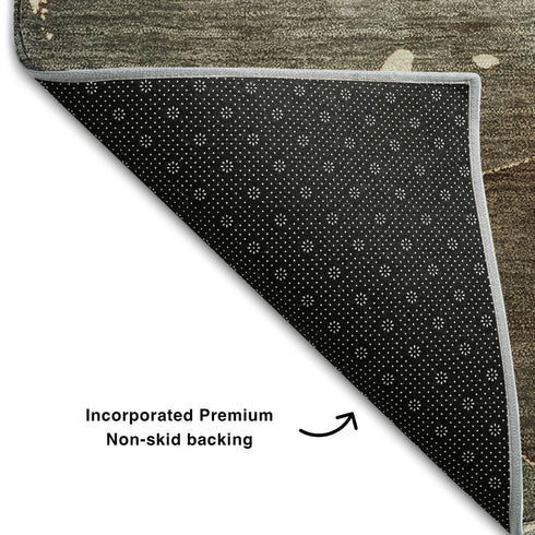 5' X 8' Brown Ivory And Gray Abstract Washable Area Rug With UV Protection