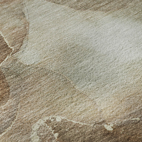 5' X 8' Brown Ivory And Gray Abstract Washable Area Rug With UV Protection