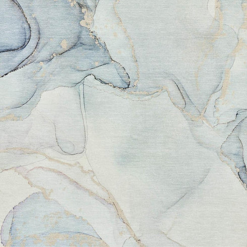 8' X 10' Sky Blue And Ivory Abstract Washable Area Rug With UV Protection