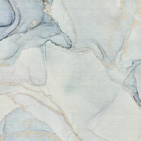 8' X 10' Sky Blue And Ivory Abstract Washable Area Rug With UV Protection