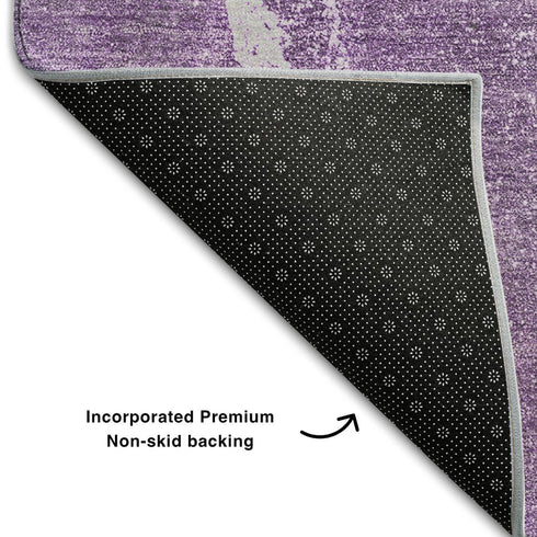 5' X 8' Lilac And Ivory Abstract Washable Area Rug With UV Protection