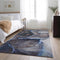 8' X 10' Navy Blue And Gray Abstract Washable Area Rug With UV Protection