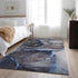 8' X 10' Navy Blue And Gray Abstract Washable Area Rug With UV Protection