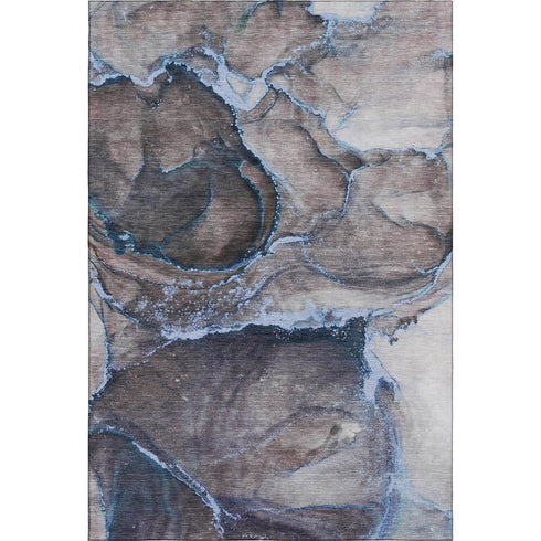 8' X 10' Navy Blue And Gray Abstract Washable Area Rug With UV Protection