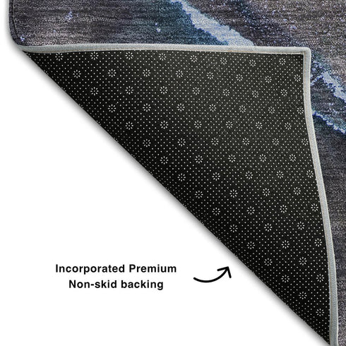 8' X 10' Navy Blue And Gray Abstract Washable Area Rug With UV Protection