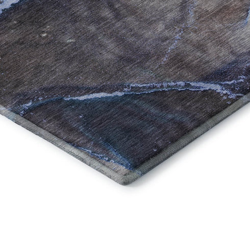 8' X 10' Navy Blue And Gray Abstract Washable Area Rug With UV Protection