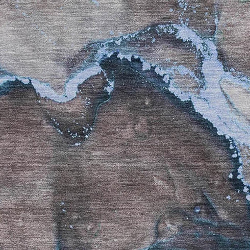 8' X 10' Navy Blue And Gray Abstract Washable Area Rug With UV Protection