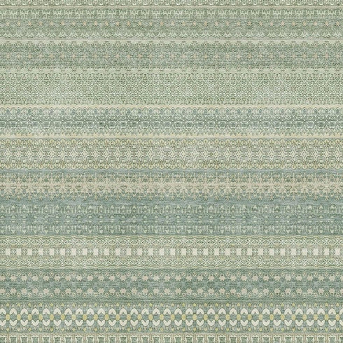 5' X 8' Fern Green And Ivory Striped Washable Area Rug With UV Protection